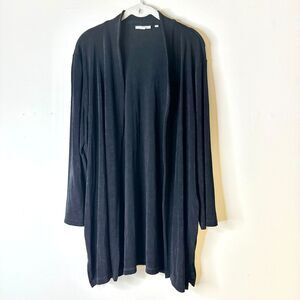 Chico's Cardigan Women 3 XL 16 Black Open Front Long Slv Jacket Preppy Boho NWOT